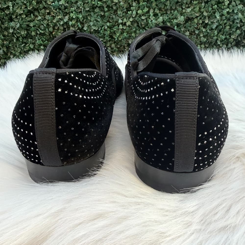 Christian Louboutin CL Greggy Chick Black Velvet Studded Ribbon Lace Size US 8.5 - Thumbnail 8