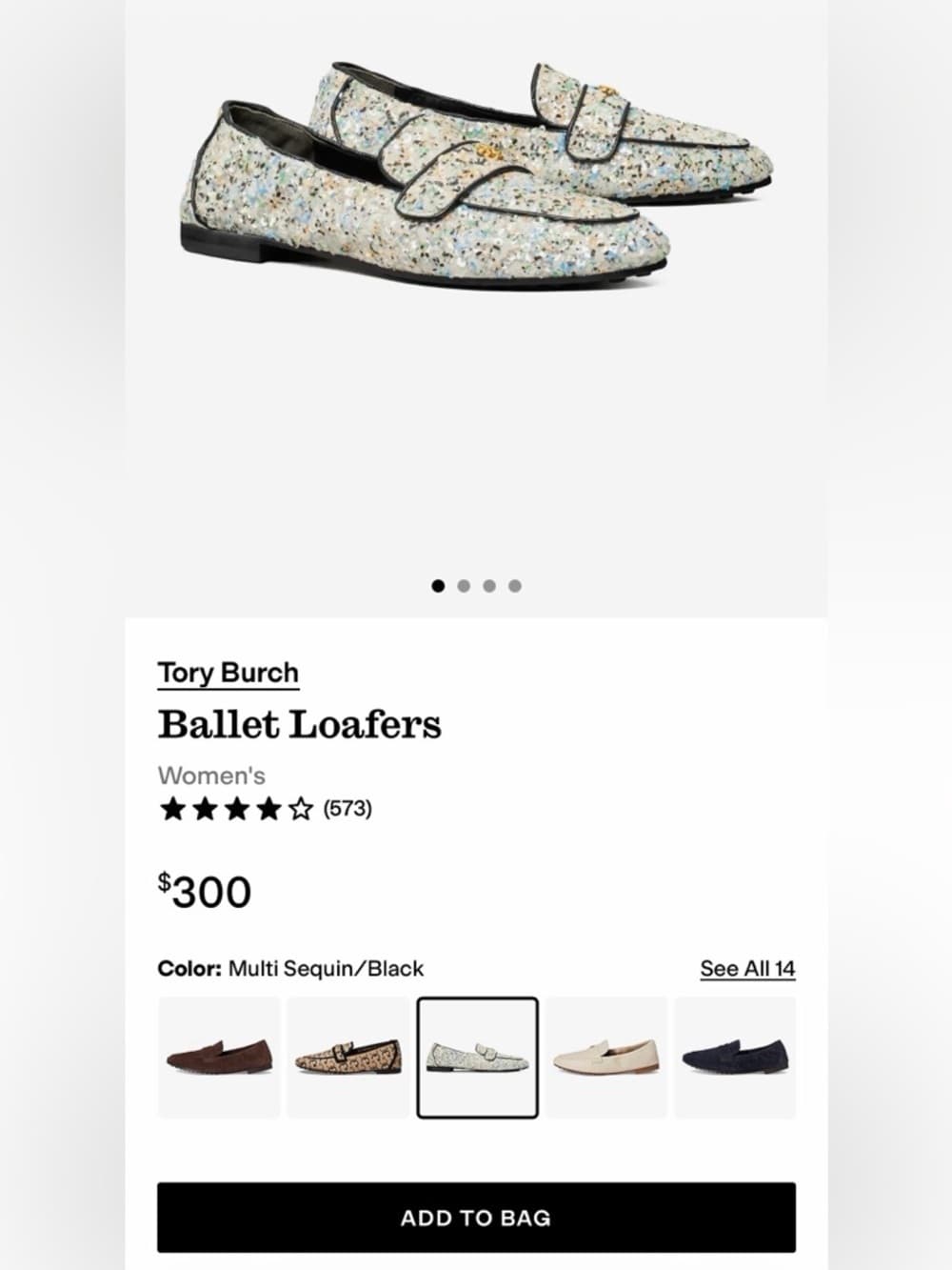 Tory Burch Ballet Mirror Sequin Navy Leather Trim Loafers US 8.5 Box NEW - Thumbnail 13