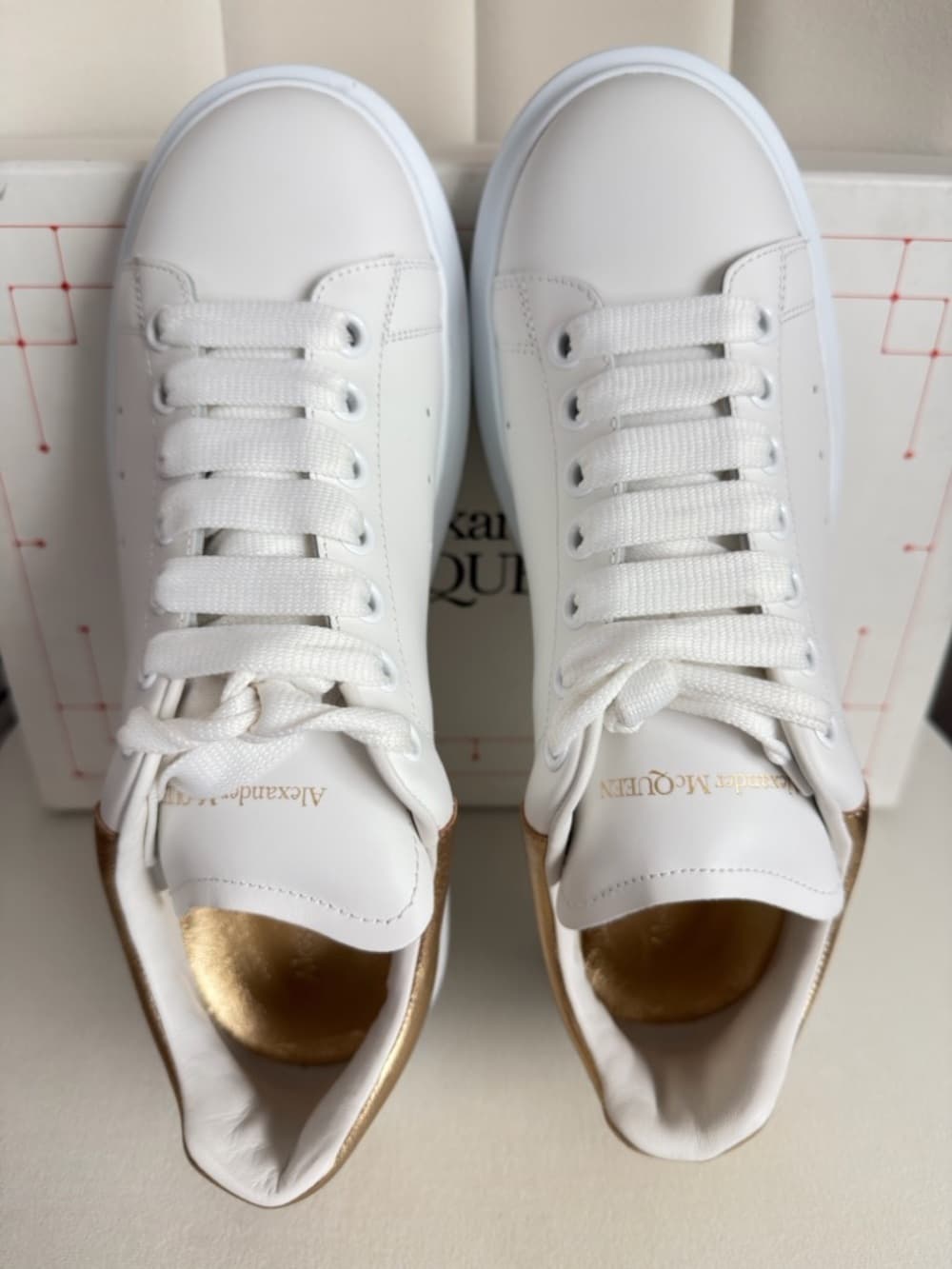 Alexander McQueen Oversized Larry Sneaker White Gold Men’s Leather 41 8 in Box - Thumbnail 4