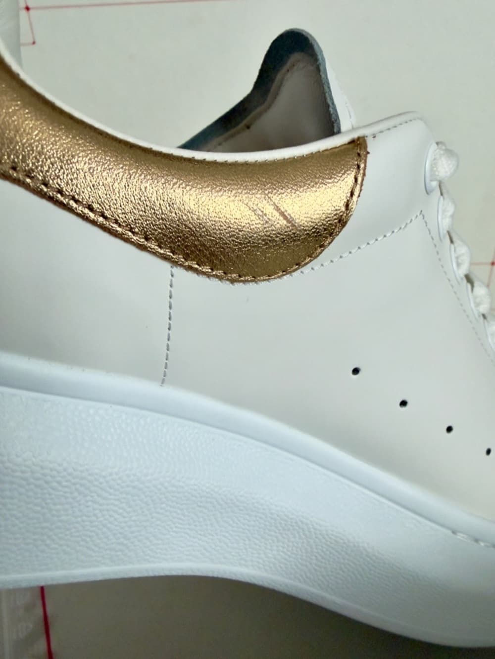 Alexander McQueen Oversized Larry Sneaker White Gold Men’s Leather 41 8 in Box - Thumbnail 14