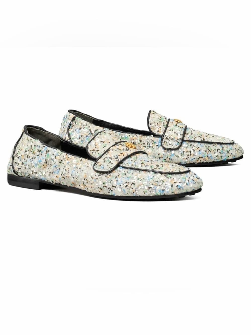 Tory Burch Ballet Mirror Sequin Navy Leather Trim Loafers US 8.5 Box NEW - Thumbnail 5