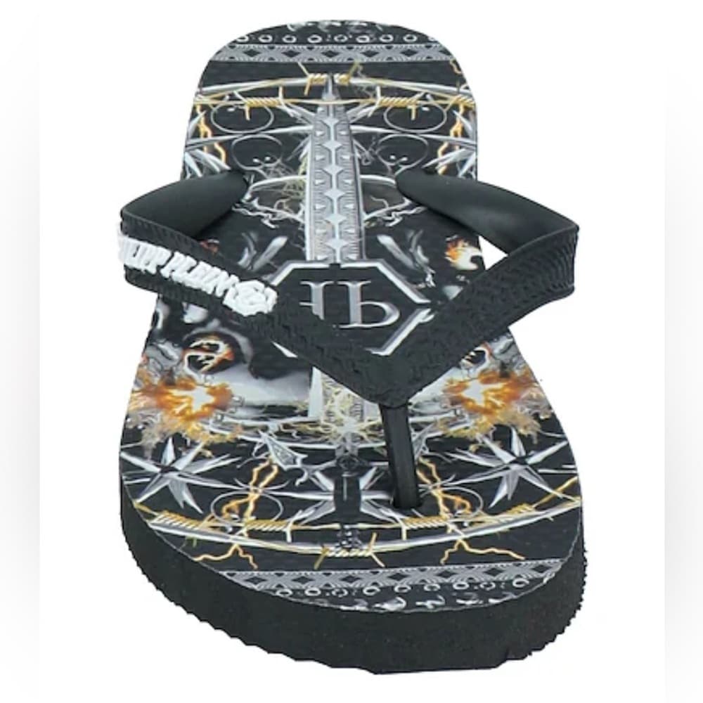 NEW PHILIPP PLEIN RUBBER SLIDES FLIP FLOP SANDALS EUR 40/41 - Thumbnail 2