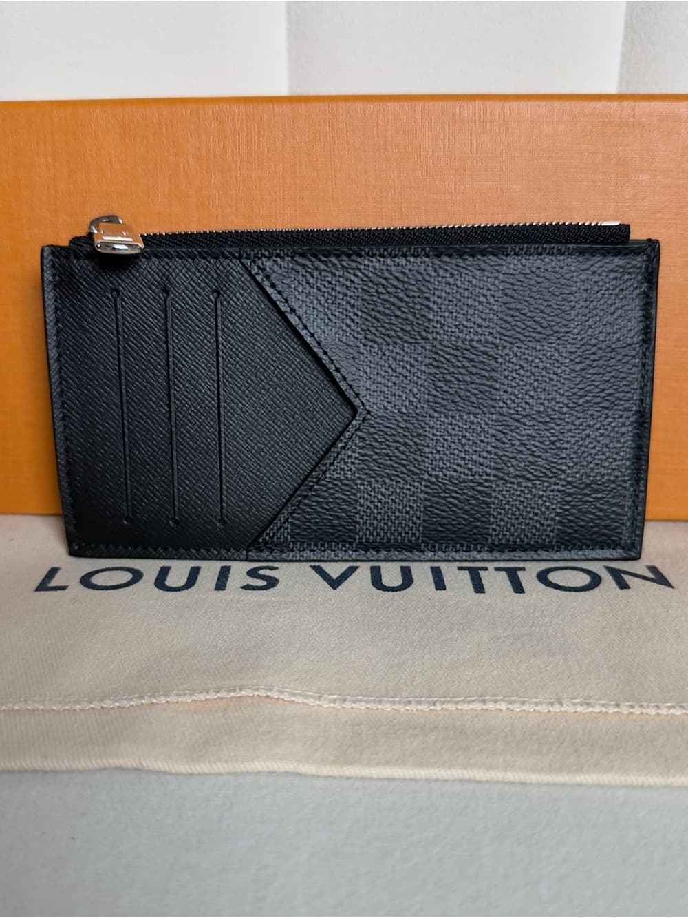 Louis Vuitton Damier Graphite Coin Card Holder Zipper Card Wallet Box & Dust Bag - Thumbnail 10