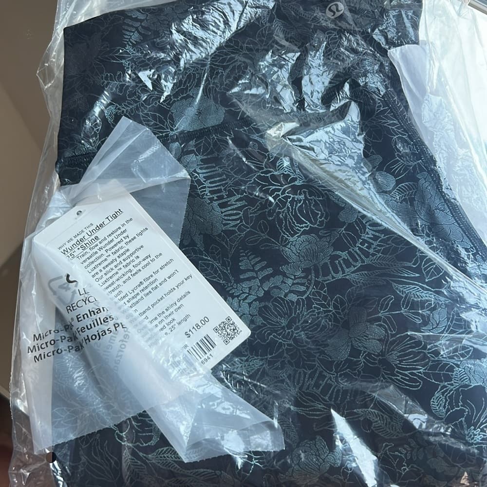 NEW Lululemon Wunder Under Tight 25” Metallic Blue Gray Shine Gym Leggings 14 - Thumbnail 5