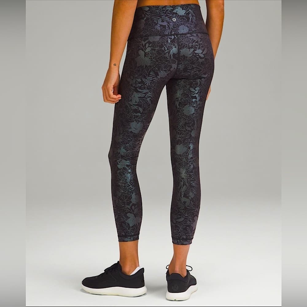 NEW Lululemon Wunder Under Tight 25” Metallic Blue Gray Shine Gym Leggings 14 - Thumbnail 2