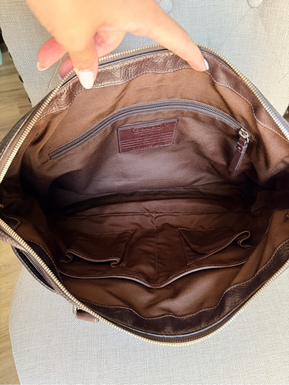 COACH Brown C Logo Stamped Leather Briefcase Laptop Business Shoulder Bag 70251 - Thumbnail 6