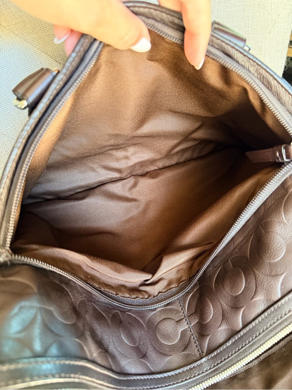 COACH Brown C Logo Stamped Leather Briefcase Laptop Business Shoulder Bag 70251 - Thumbnail 10