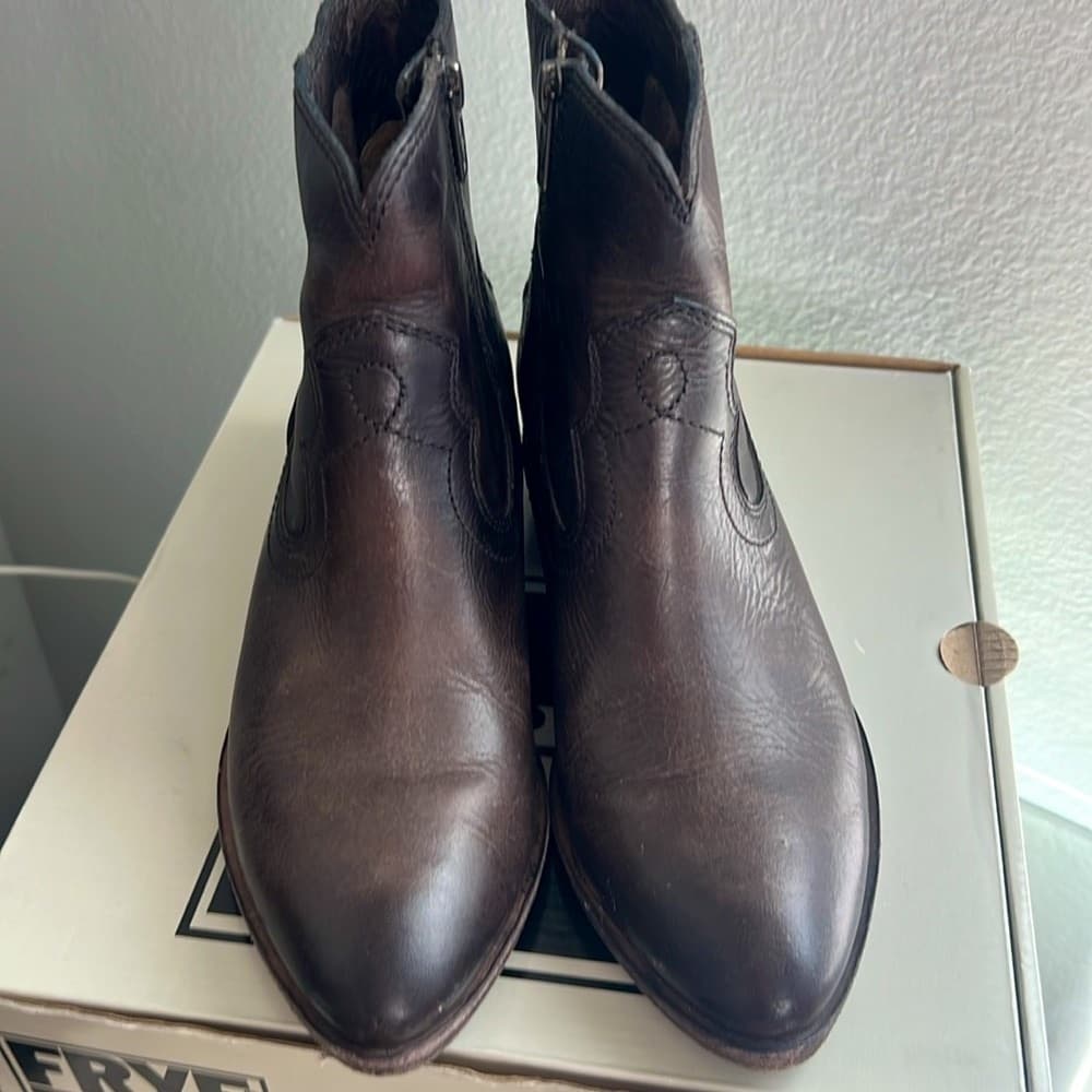 FRYE Ray Seam Short Ankle Wapu Bootie Brown Leather with Box Women 5.5 - Thumbnail 6