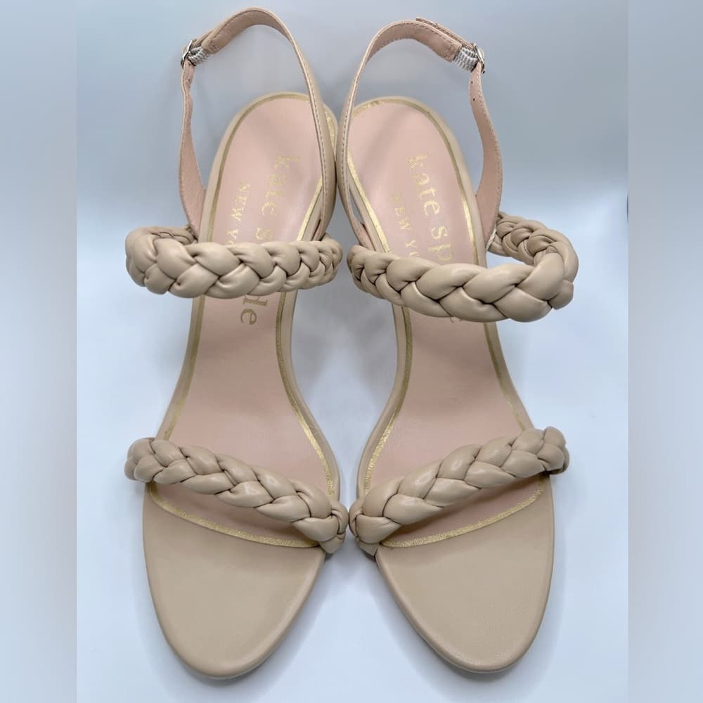 KATE SPADE New York Braided Saffron Leather Nude Slingback Sandal US 8.5 NEW - Thumbnail 5