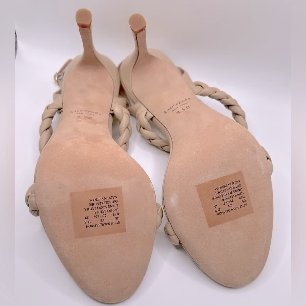 KATE SPADE New York Braided Saffron Leather Nude Slingback Sandal US 8.5 NEW - Thumbnail 9