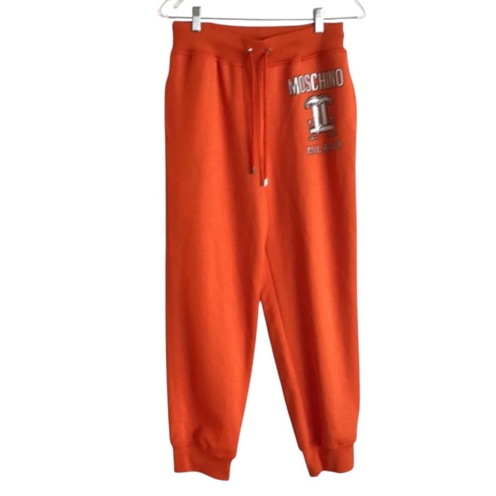 MOSCHINO Orange Waist Adjustable Pull Thru Tie Joggers size IT 44 USA 10 - Thumbnail 2