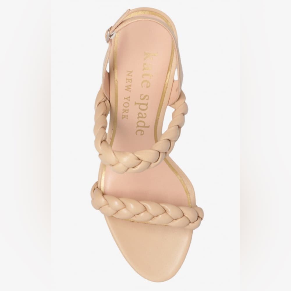 KATE SPADE New York Braided Saffron Leather Nude Slingback Sandal US 8.5 NEW - Thumbnail 2