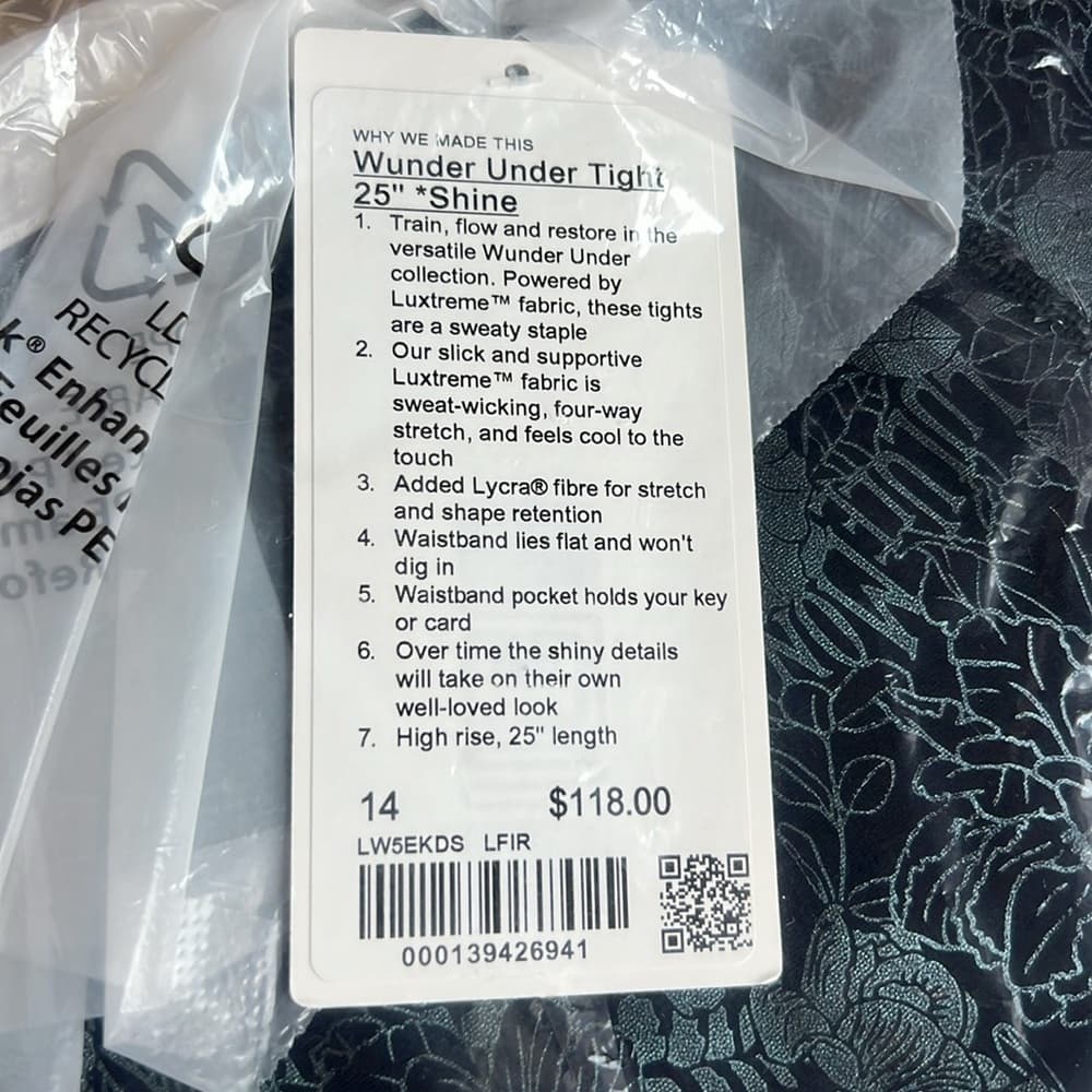 NEW Lululemon Wunder Under Tight 25” Metallic Blue Gray Shine Gym Leggings 14 - Thumbnail 6
