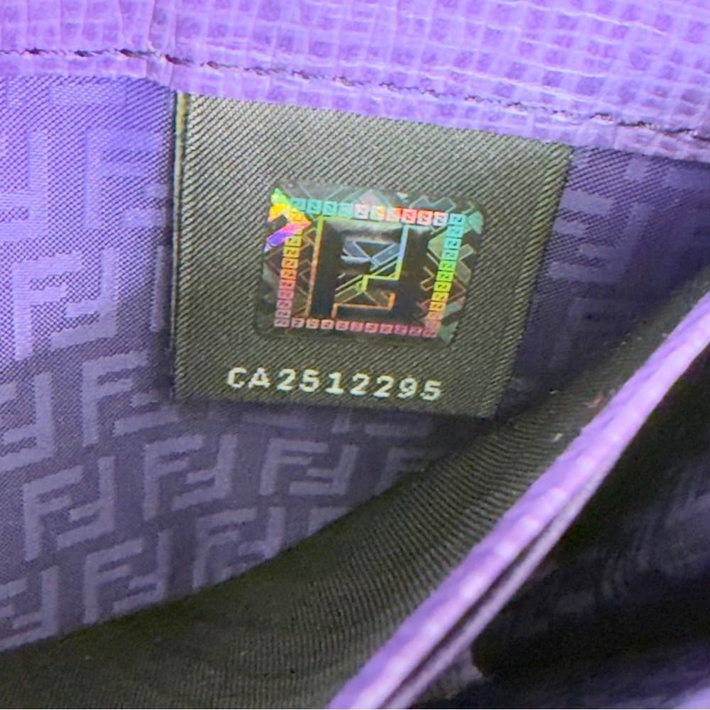 FENDI Zucca Spalmati Vitello Elite Zip Around Wallet Tobacco Viola Purple COA - Thumbnail 9
