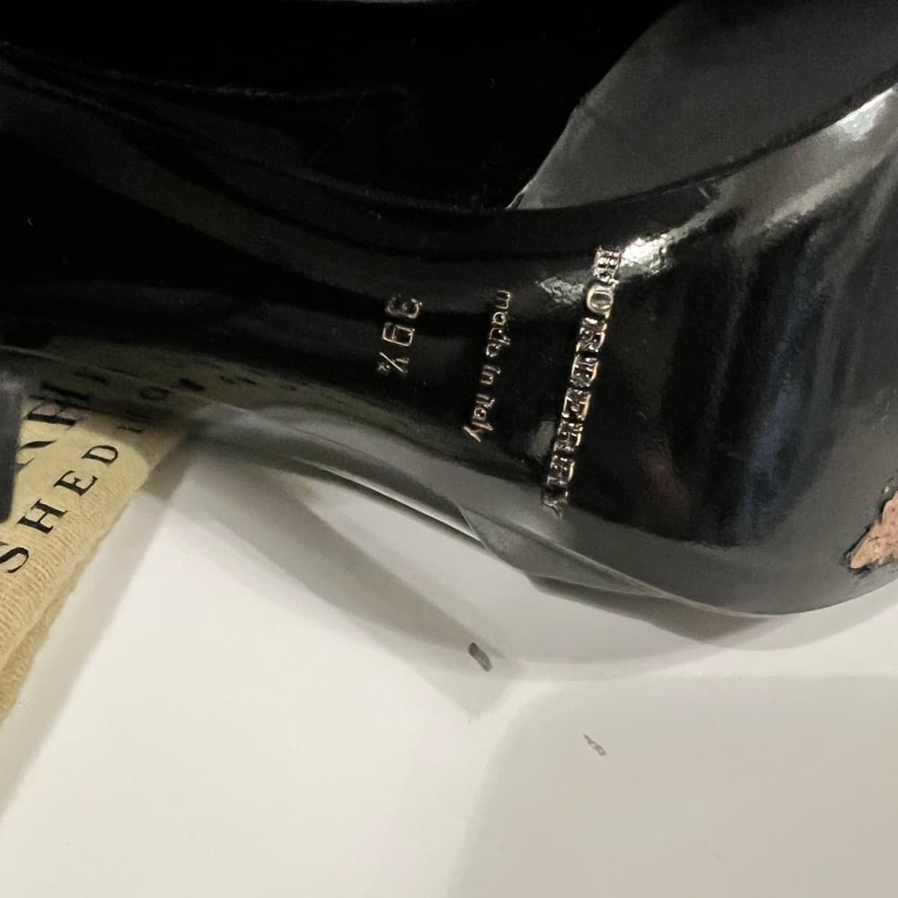 EUC BURBERRY Rubber Tip Zip High Heel Black Patent Booties box EU 39.5 - Thumbnail 8