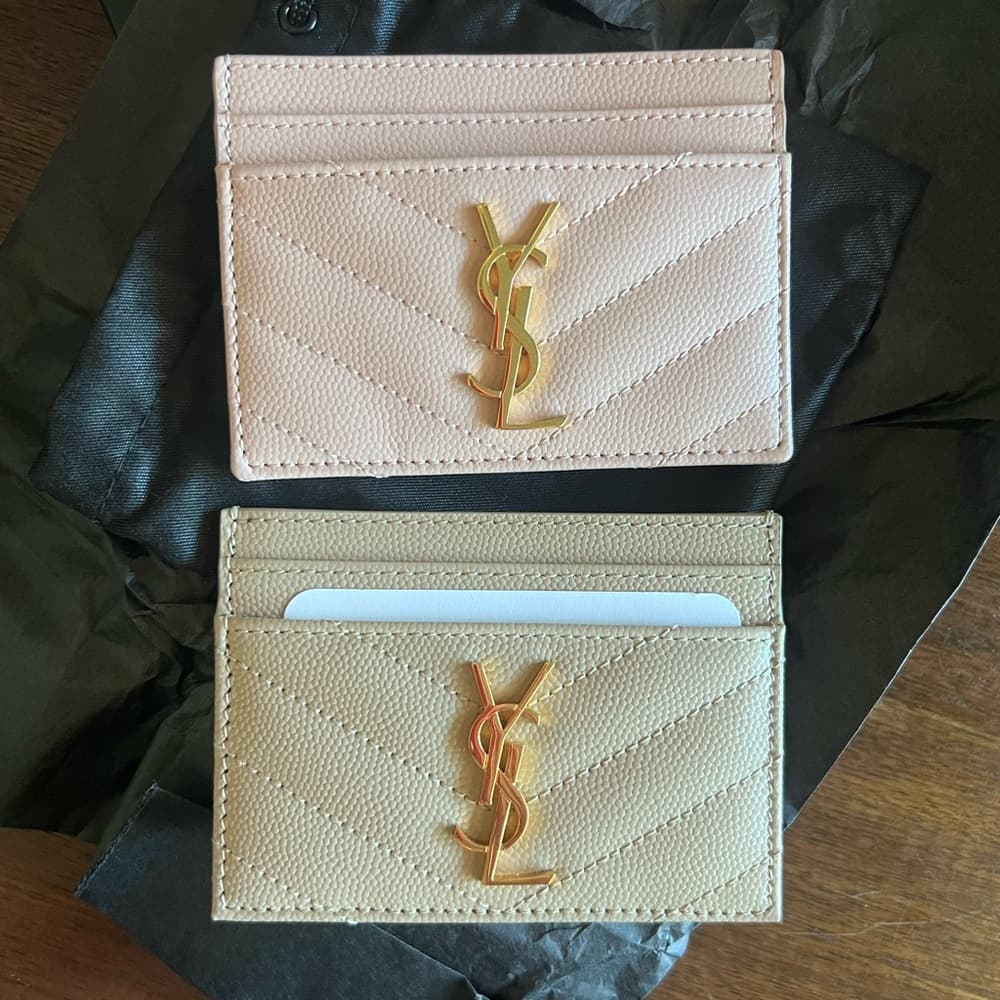 EUC Saint Laurent Cassandre Matelasse Card Holder Case Wallet Pink or Beige Box - Thumbnail 2