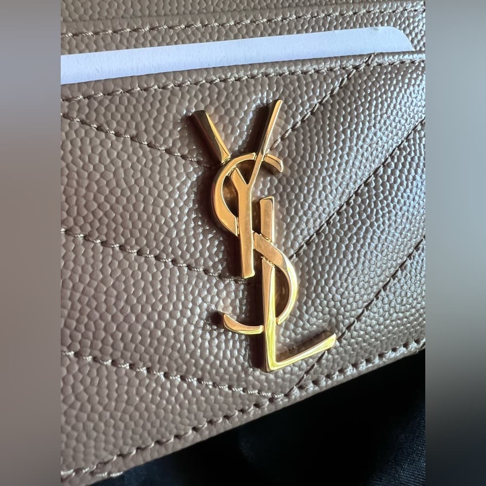 EUC Saint Laurent Cassandre Matelasse Card Holder Case Wallet Pink or Beige Box - Thumbnail 3