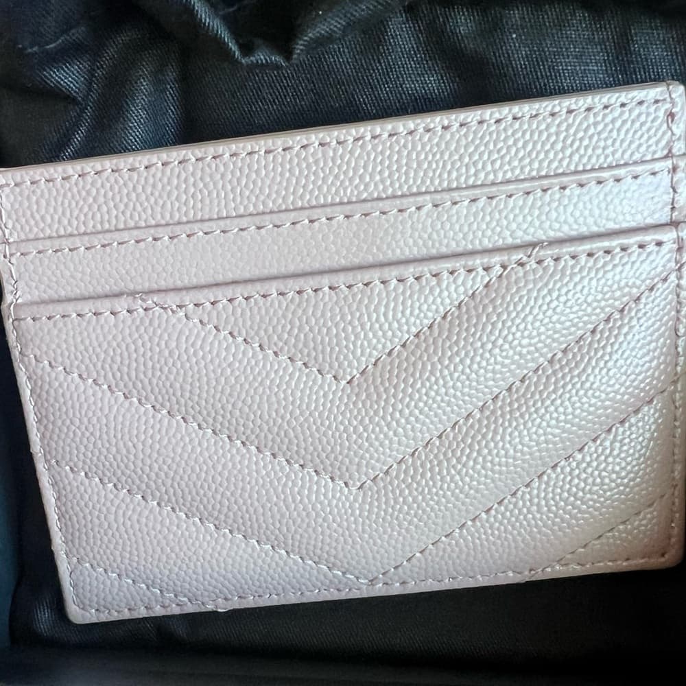 EUC Saint Laurent Cassandre Matelasse Card Holder Case Wallet Pink or Beige Box - Thumbnail 9