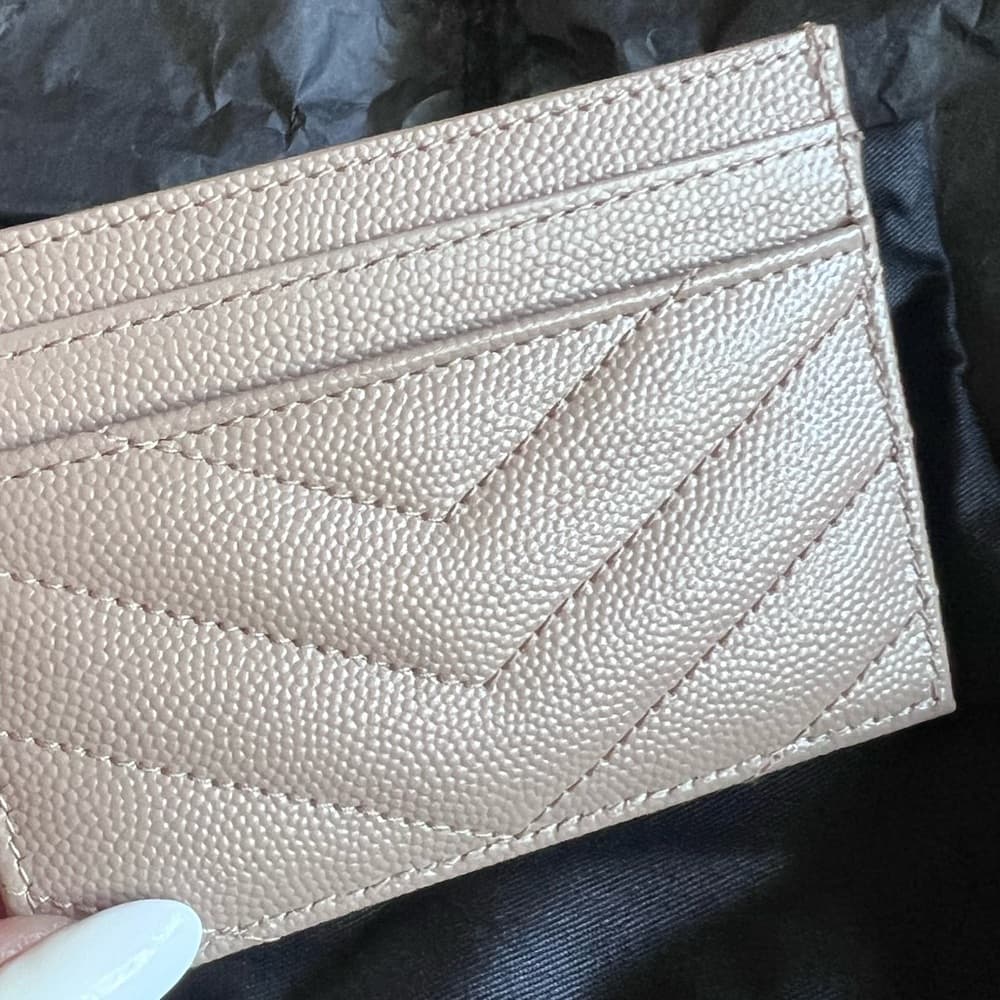 EUC Saint Laurent Cassandre Matelasse Card Holder Case Wallet Pink or Beige Box - Thumbnail 5
