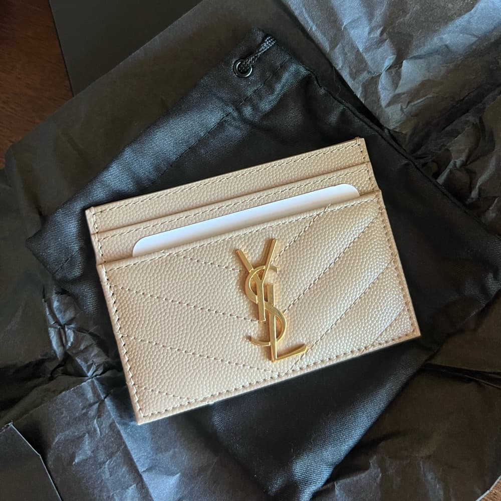 EUC Saint Laurent Cassandre Matelasse Card Holder Case Wallet Pink or Beige Box - Thumbnail 11