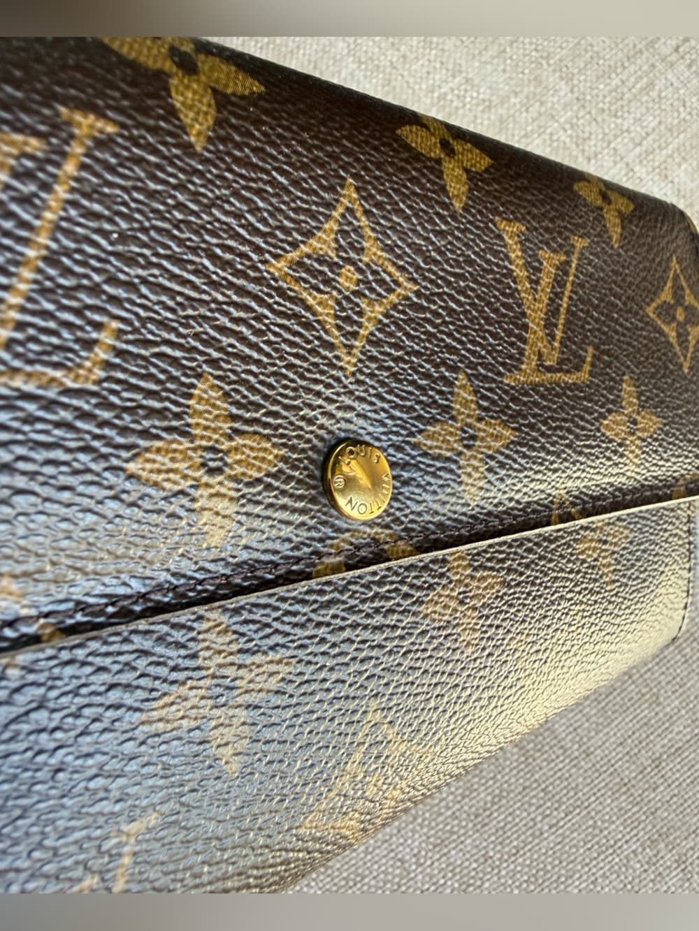 Louis Vuitton Monogram Sarah Long Bifold Card Snap Wallet Brown Canvas w/ Box - Thumbnail 4