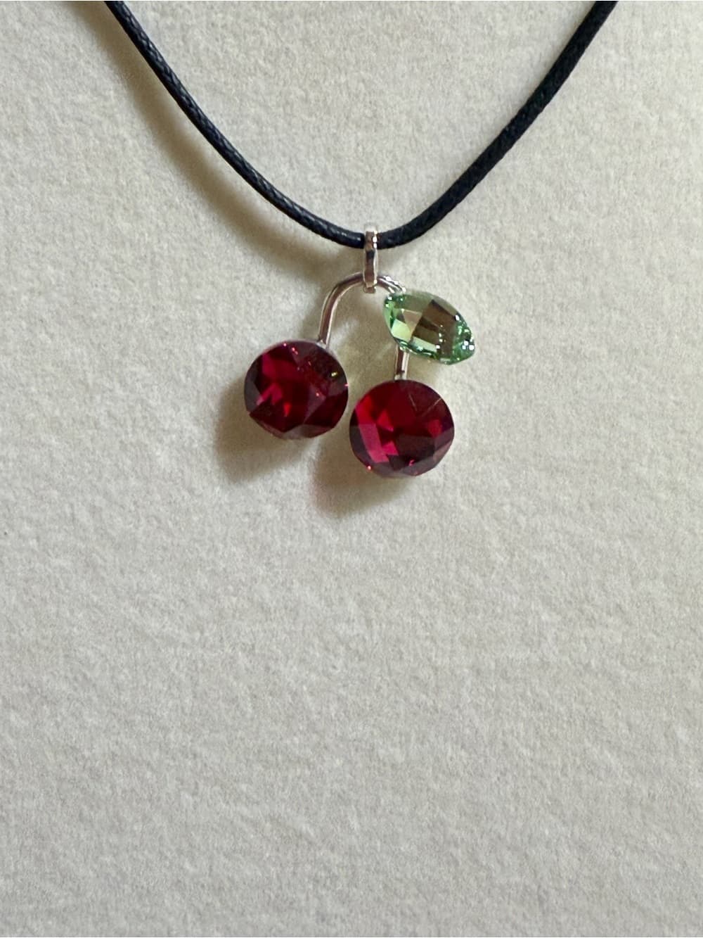 SWAROVSKI Cherry 🍒 Crystal Black Rope Necklace Stunning! AUTHENTIC - Thumbnail 6