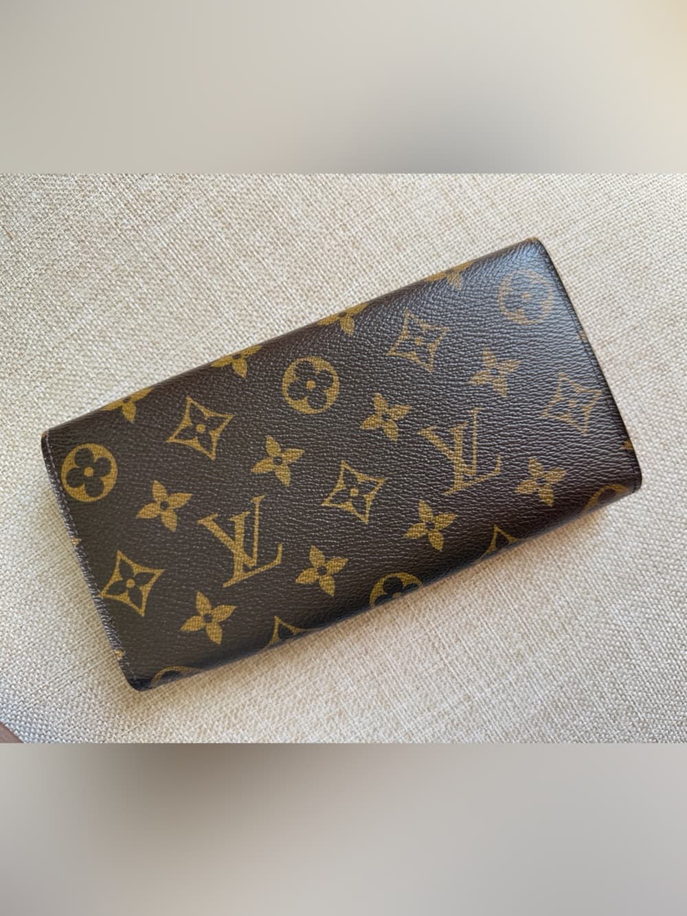 Louis Vuitton Monogram Sarah Long Bifold Card Snap Wallet Brown Canvas w/ Box - Thumbnail 2