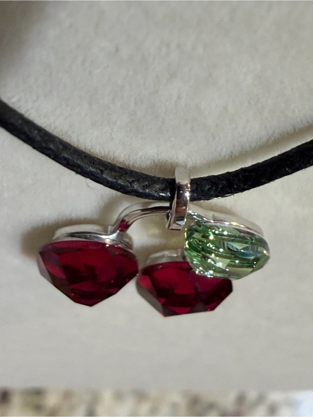 SWAROVSKI Cherry 🍒 Crystal Black Rope Necklace Stunning! AUTHENTIC - Thumbnail 5