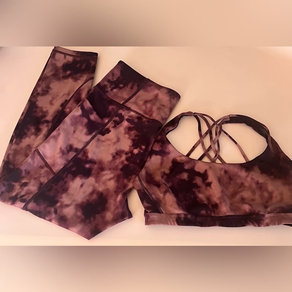 🎉 VS 2 piece SET Victoria’s Secret WINE Tie Dye Incredible & Sports Bra L 14 - Thumbnail 6