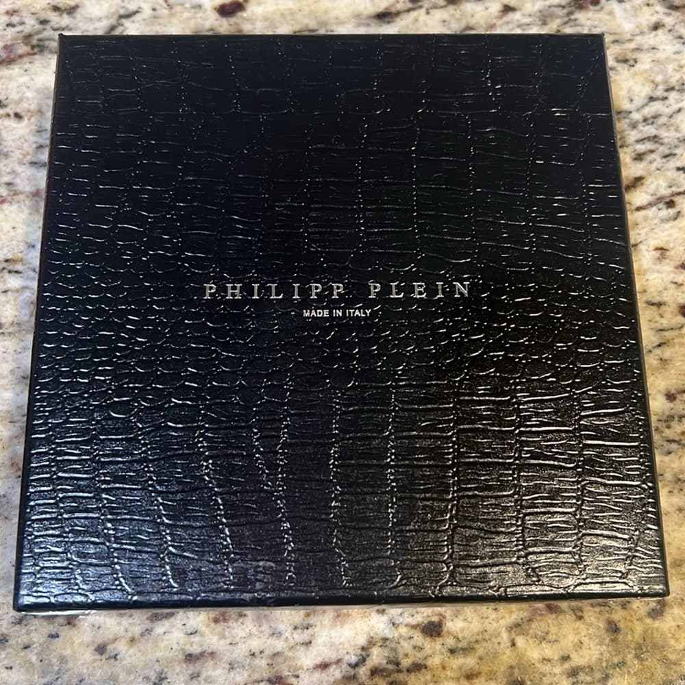 NEW Philipp Plein Limited Edition Black Leather Skull Credit Card Holder in Box - Thumbnail 7
