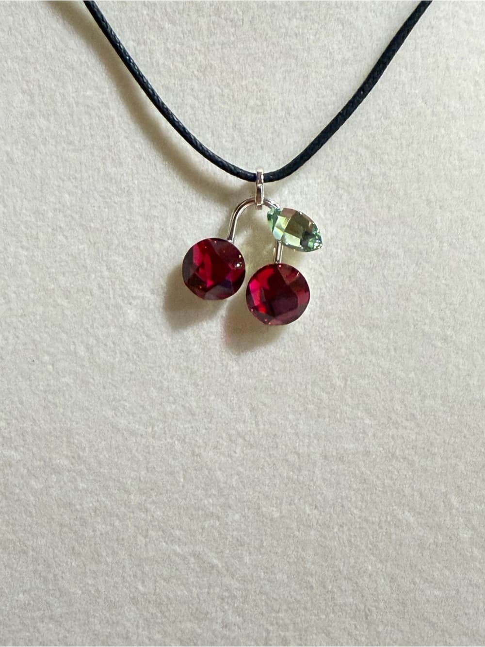 SWAROVSKI Cherry 🍒 Crystal Black Rope Necklace Stunning! AUTHENTIC - Thumbnail 7