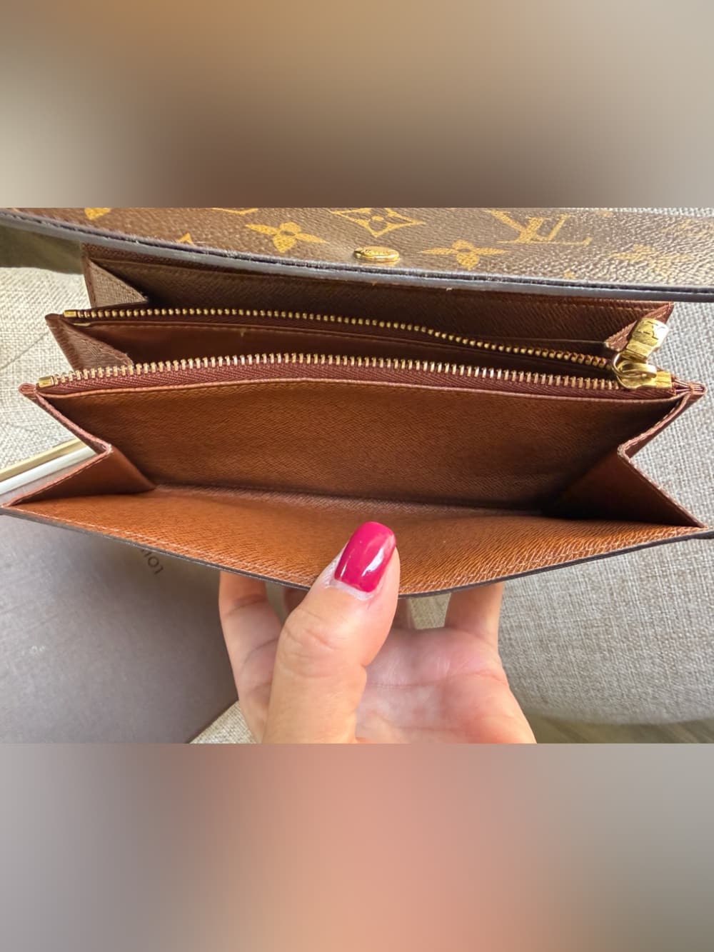 Louis Vuitton Monogram Sarah Long Bifold Card Snap Wallet Brown Canvas w/ Box - Thumbnail 11