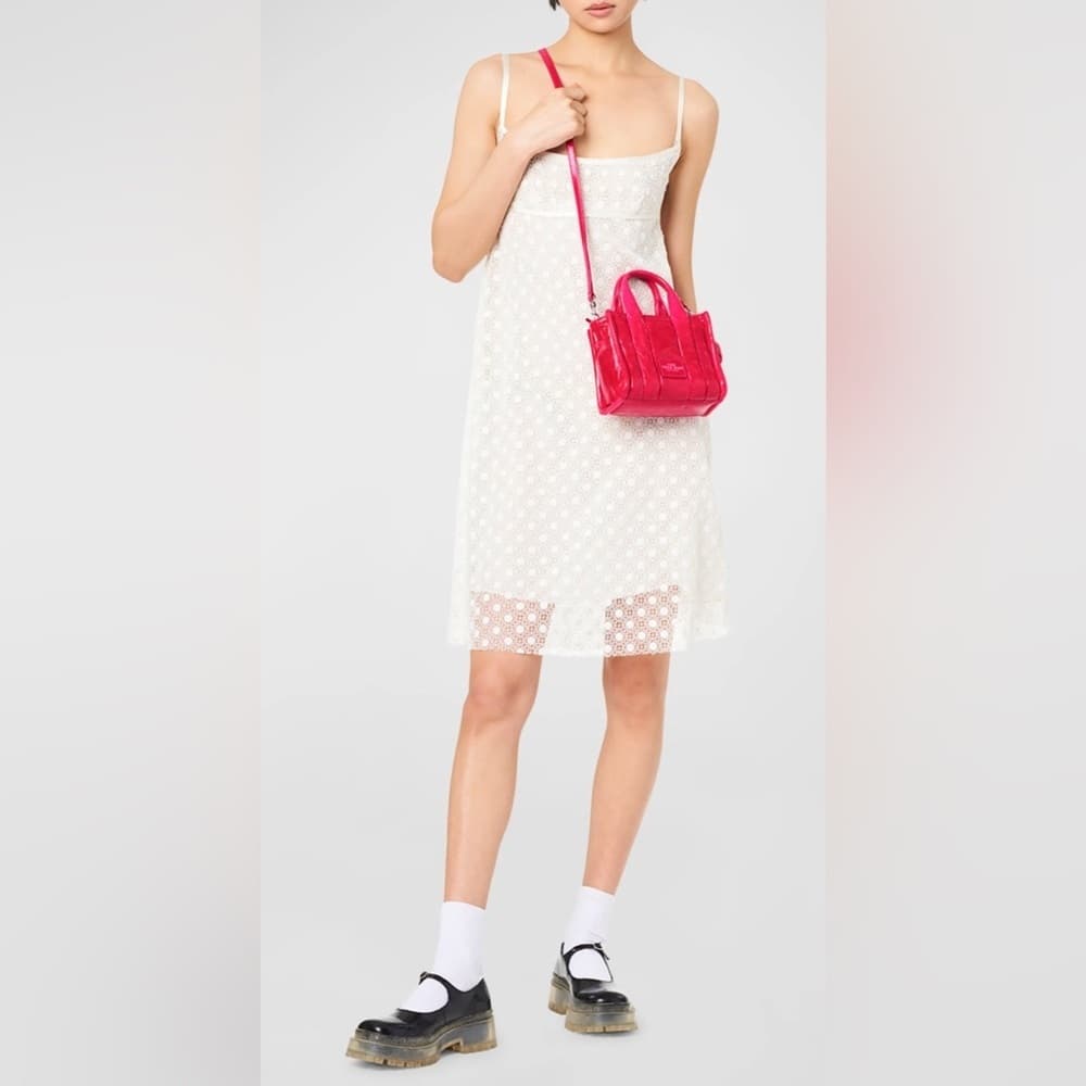 NEW MARC JACOBS The SHINY Mini CRINKLE Leather Crossbody The Tote Bag Magenta - Thumbnail 7