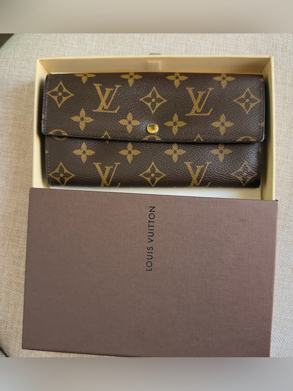 Louis Vuitton Monogram Sarah Long Bifold Card Snap Wallet Brown Canvas w/ Box - Thumbnail 13