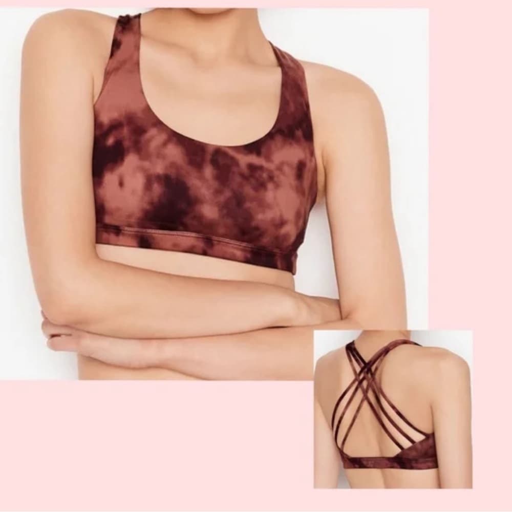 🎉 VS 2 piece SET Victoria’s Secret WINE Tie Dye Incredible & Sports Bra L 14 - Thumbnail 4