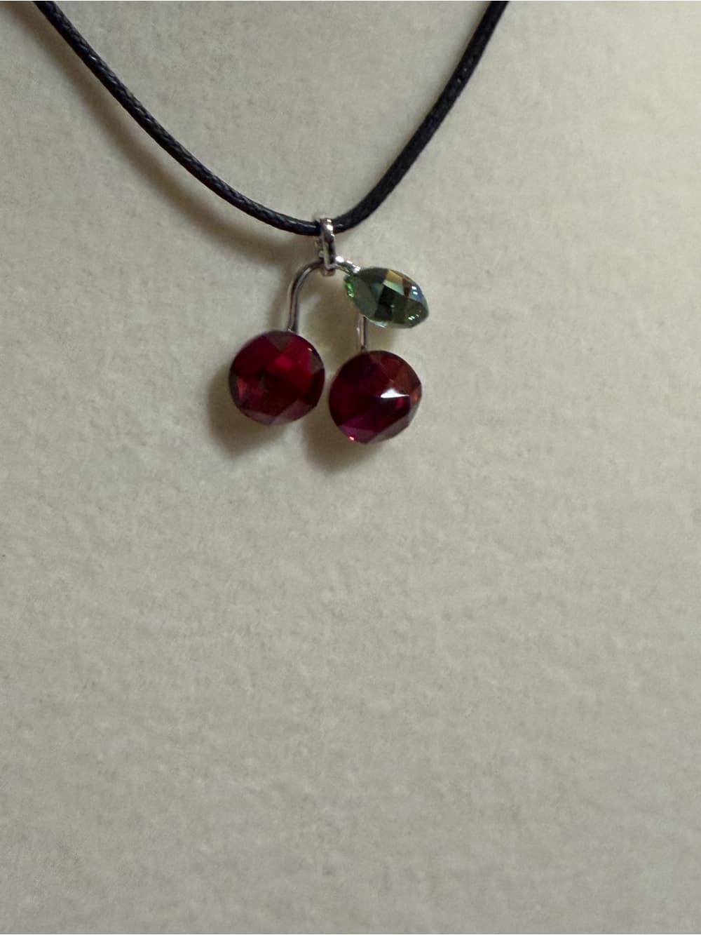 SWAROVSKI Cherry 🍒 Crystal Black Rope Necklace Stunning! AUTHENTIC - Thumbnail 9