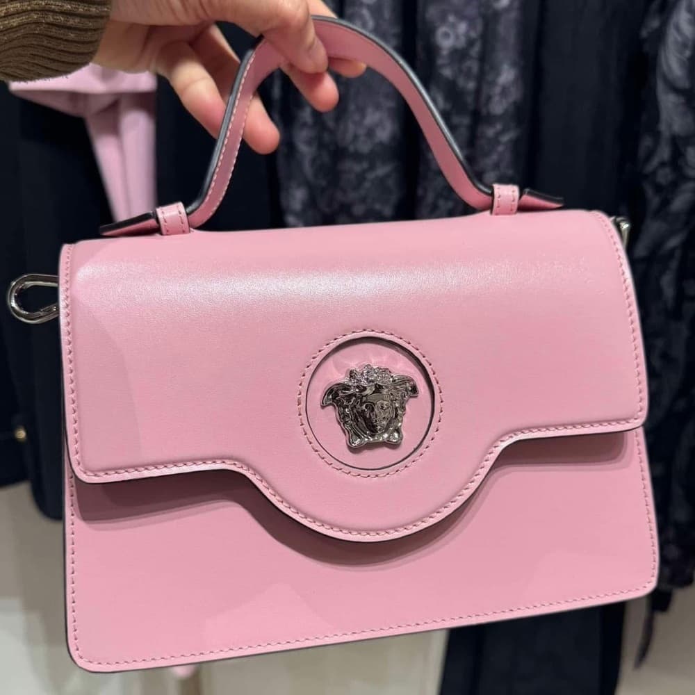VERSACE La Medusa Pink Top Handle Shoulder Calfskin Leather Handbag Box Dust bag - Thumbnail 3