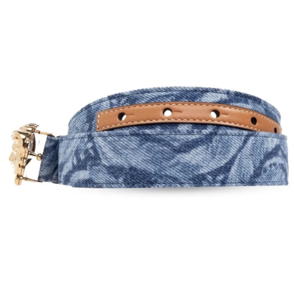 NEW VERSACE LA MEDUSA GOLD BUCKLE BAROCCO DENIM Leather Jean Belt 75/30 Medium - Thumbnail 6