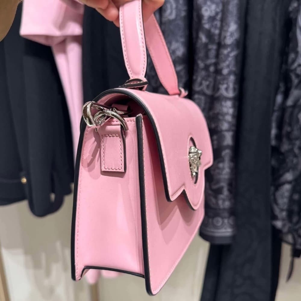 VERSACE La Medusa Pink Top Handle Shoulder Calfskin Leather Handbag Box Dust bag - Thumbnail 4
