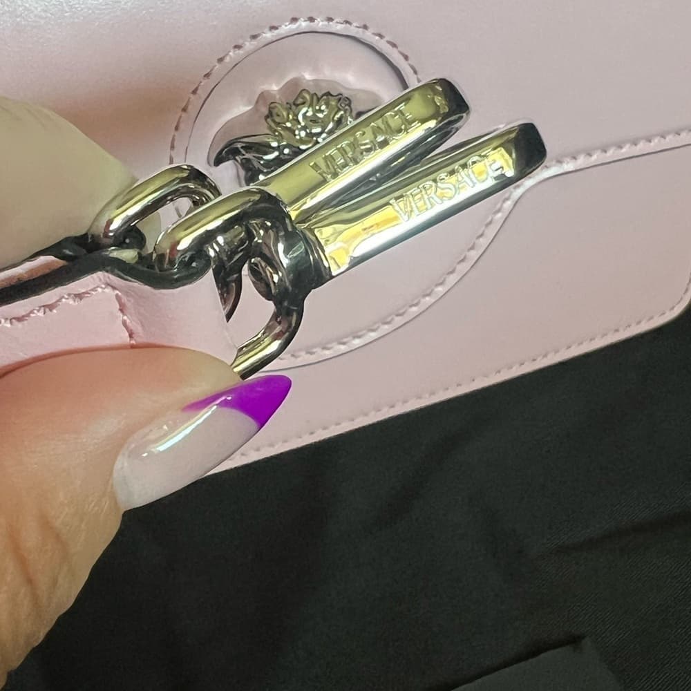VERSACE La Medusa Pink Top Handle Shoulder Calfskin Leather Handbag Box Dust bag - Thumbnail 12
