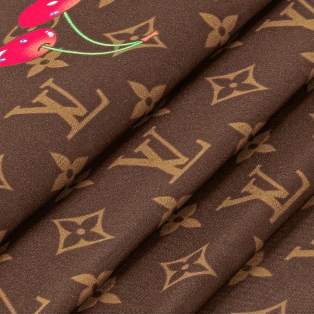 Louis Vuitton Brown and Red Cerisé Cherry Silk Scarf Size 55cm NEW 2025 - Thumbnail 4