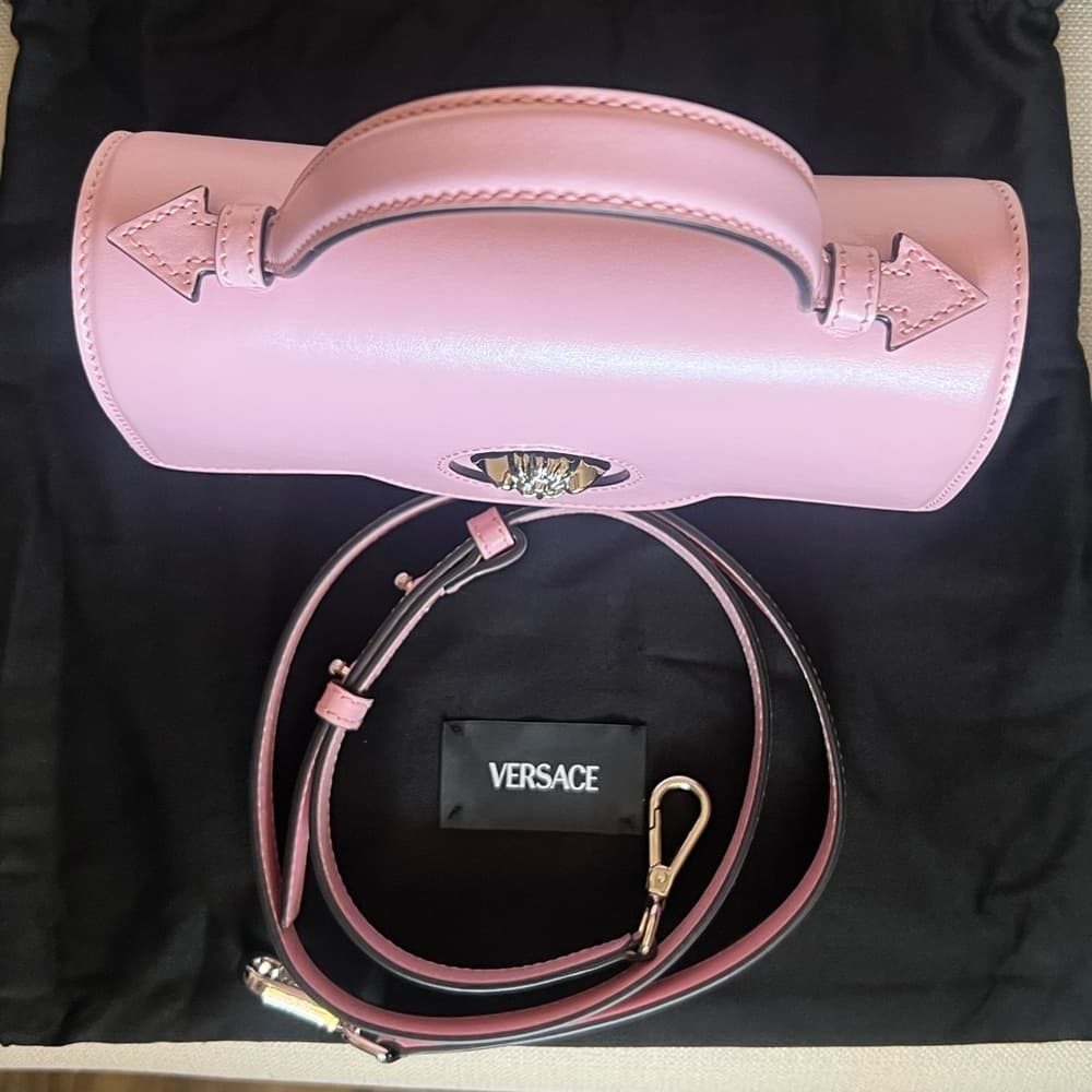 VERSACE La Medusa Pink Top Handle Shoulder Calfskin Leather Handbag Box Dust bag - Thumbnail 14