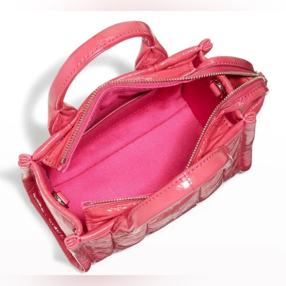 NEW MARC JACOBS The SHINY Mini CRINKLE Leather Crossbody The Tote Bag Magenta - Thumbnail 9
