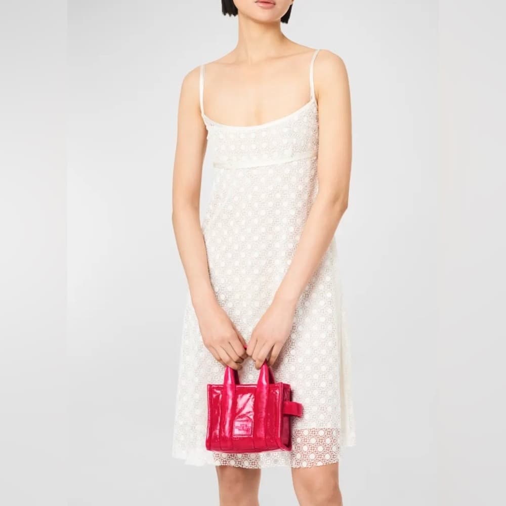 NEW MARC JACOBS The SHINY Mini CRINKLE Leather Crossbody The Tote Bag Magenta - Thumbnail 11