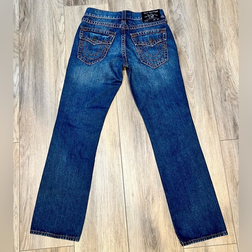 TRUE RELIGION RICKY SUPER T STITCH RELAXED STRAIGHT MENS DARK WASH 31 NEW - Thumbnail 3