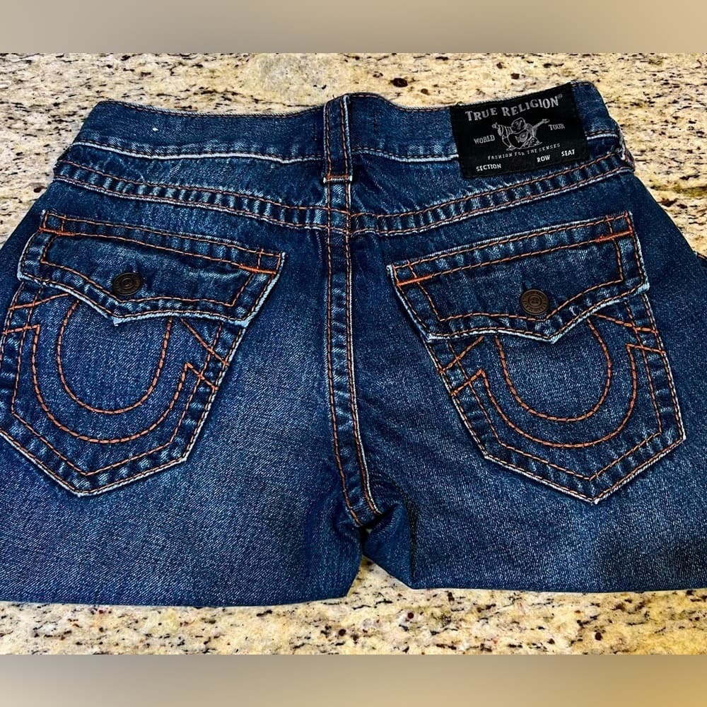 TRUE RELIGION RICKY SUPER T STITCH RELAXED STRAIGHT MENS DARK WASH 31 NEW - Thumbnail 7