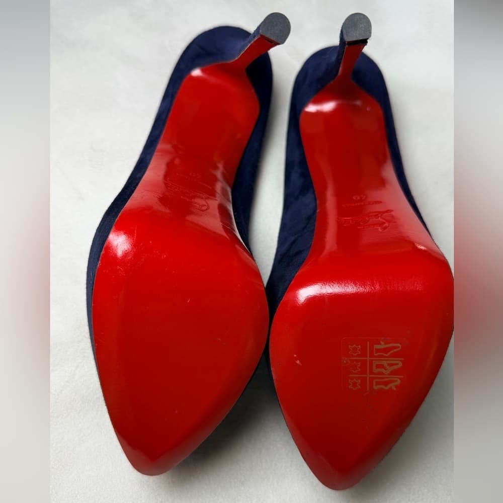 Christian Louboutin Lady 160 mm Pumps Navy Blue Suede Platform Heels Size EU 40 - Thumbnail 8