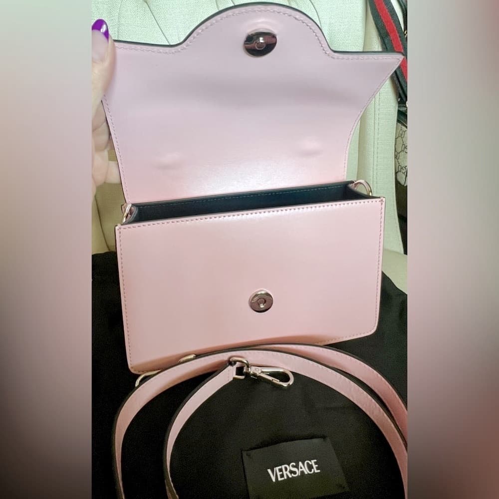 VERSACE La Medusa Pink Top Handle Shoulder Calfskin Leather Handbag Box Dust bag - Thumbnail 9