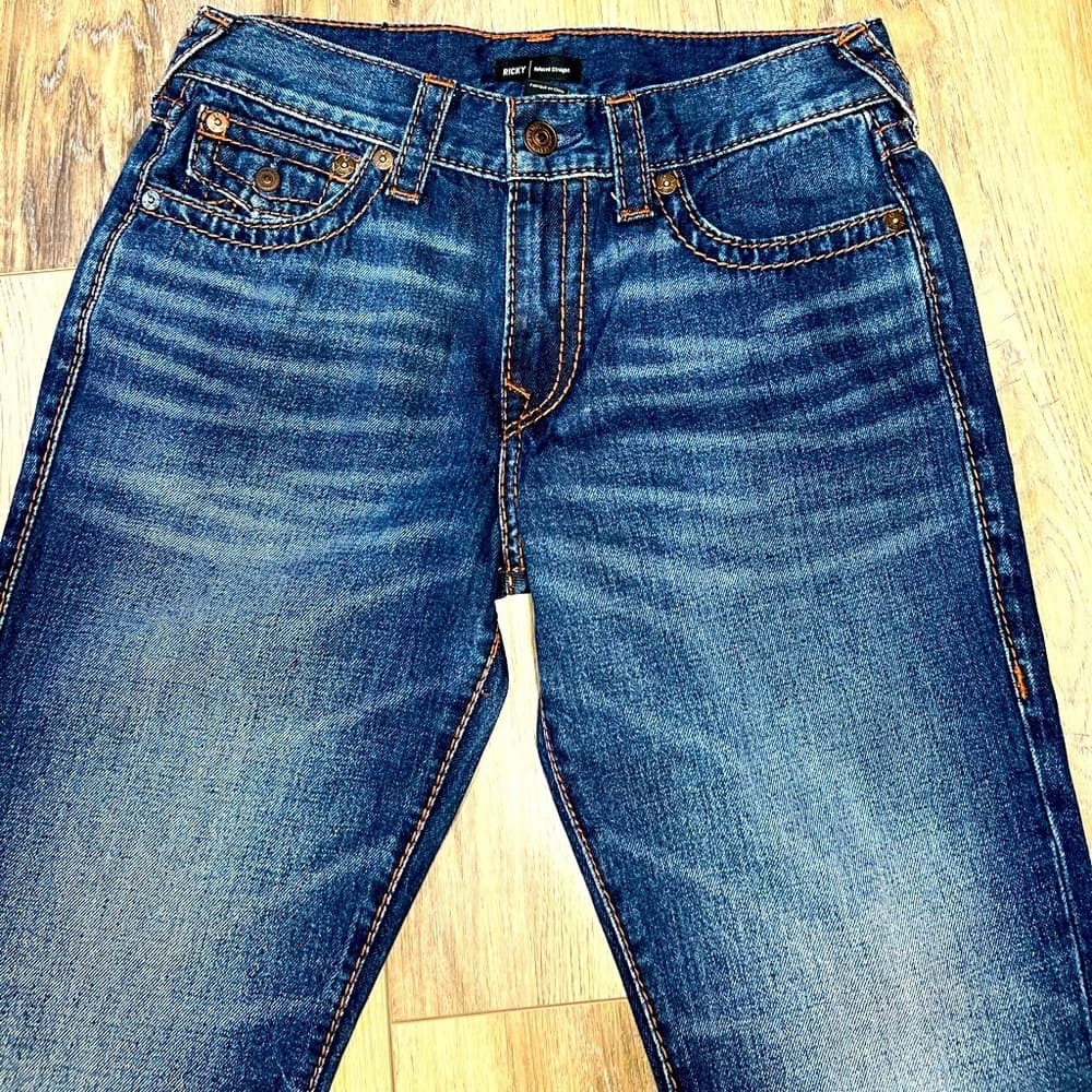 TRUE RELIGION RICKY SUPER T STITCH RELAXED STRAIGHT MENS DARK WASH 31 NEW - Thumbnail 6