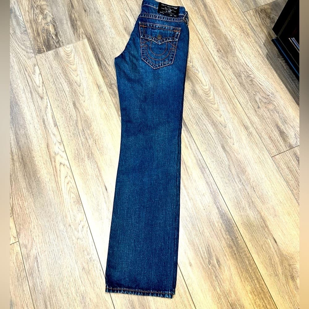 TRUE RELIGION RICKY SUPER T STITCH RELAXED STRAIGHT MENS DARK WASH 31 NEW - Thumbnail 5